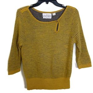 Anthropologie Edie Mustard Yellow Knitted Sweater